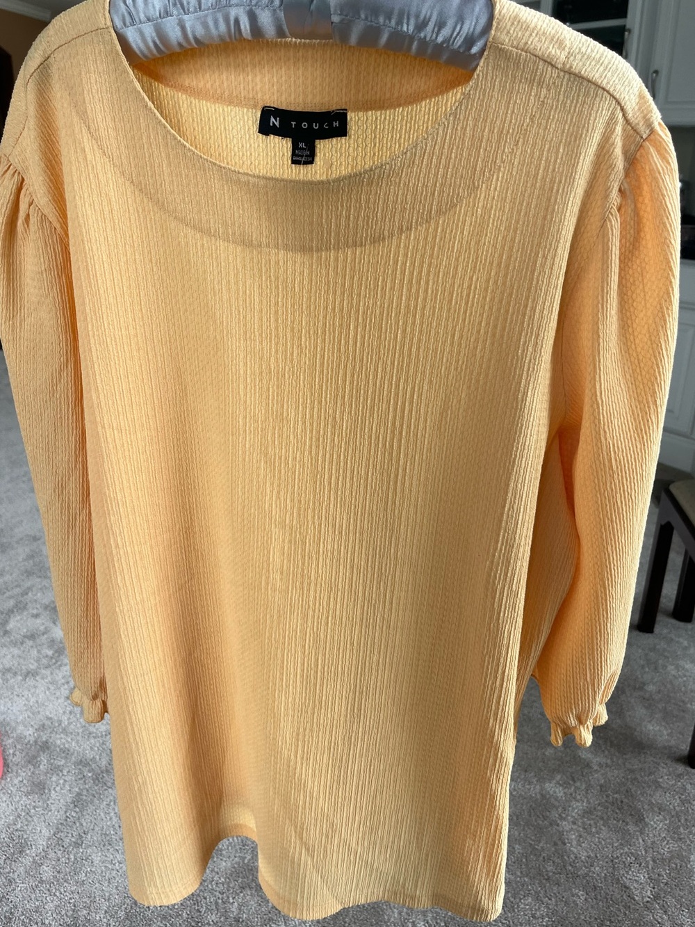 Women's Yellow Maize Textured Long-Sleeve Top XL. Ruffle cuff. Brand new